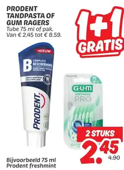 Dekamarkt Prodent tandpasta of gum ragers aanbieding