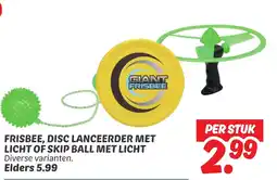 Dekamarkt Frisbee, disc lanceerder met licht of skip ball met licht aanbieding