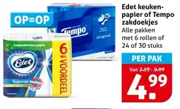Hoogvliet Edet keuken papier of Tempo zakdoekjes aanbieding