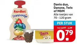 Hoogvliet Danio duo, Danone, Twix of M&M aanbieding