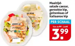Hoogvliet Maaltijd salade caesar, gerookte kip, geitenkaas of Italiaanse kip aanbieding