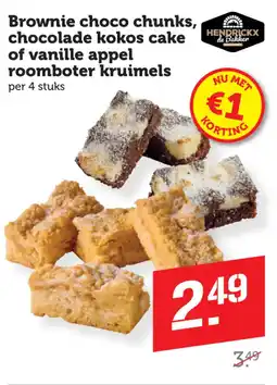 Coop Brownie choco chunks, chocolade kokos cake of vanille appel roomboter kruimels aanbieding