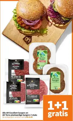 Albert Heijn Alle AH Excellent burgers en AH Terra plantaardige burgers aanbieding