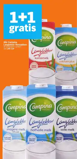 Albert Heijn Alle Campina Langlekker literpakken aanbieding