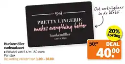 Albert Heijn Hunkemöller cadeaukaart aanbieding