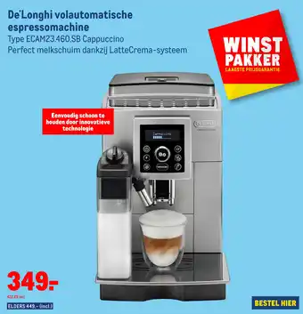 Makro De'Longhi volautomatische espressomachine Type ECAM23.46O.SB Cappuccino aanbieding