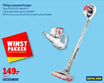 Makro Philips steelstofzuiger Type FC6723/01 SpeedPro aanbieding