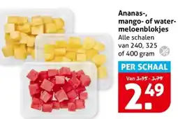 Hoogvliet Ananas, mango of water meloenblokjes aanbieding