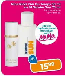 Trekpleister Nina ricci l'air du temps en jil sander sun aanbieding