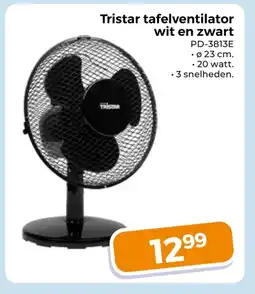 Trekpleister Tristar tafelventilator wit en zwart aanbieding