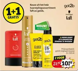 Kruidvat Keuze uit het hele haarstylingsassortiment Taft en got2b aanbieding