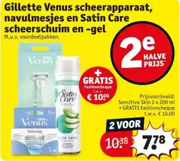 Kruidvat Gillette Venus scheerapparaat, navulmesjes en Satin Care scheerschuim en gel aanbieding