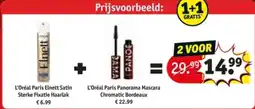Kruidvat L'Oréal Paris Elnett Satin Sterke Fixatie Haarlak+ L'Oréal Paris Panorama Mascara Chromatic Bordeaux aanbieding