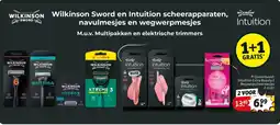 Kruidvat Wilkinson sword en intuition scheerapparaten, navulmesjes en wegwerpmesjes aanbieding