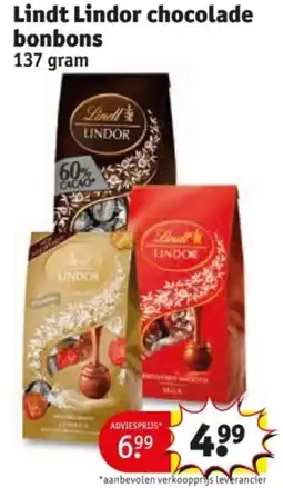 Kruidvat Lindt Lindor chocolade bonbons aanbieding
