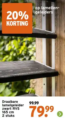 GAMMA Draaibare lamelgeleider zwart rvs aanbieding