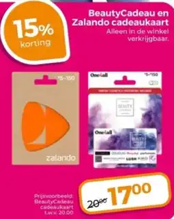 Trekpleister Beautycadeau en zalando cadeaukaart aanbieding