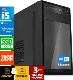 Bol.com Intel Compleet PC | Intel Core i5 | 16 GB DDR4 | 500 GB SSD | Windows 11 Pro + WiFi & Bluetooth aanbieding