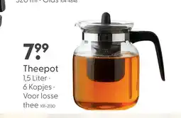 Marskramer Excellent Houseware theepot voor losse thee 1,5 l aanbieding