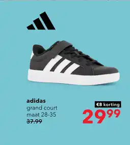 Scapino Adidas Grand Court 3.0 kinder sneakers zwart wit aanbieding