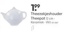 Marskramer Theezakjeshouder theepot 12cm keramiek wit aanbieding