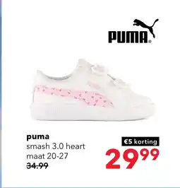 Scapino Puma Smash 3.0 Hearty V INF meisjes sneakers wit roze aanbieding