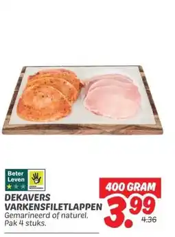 Dekamarkt DEKAVERS VARKENSFILETLAPPEN aanbieding