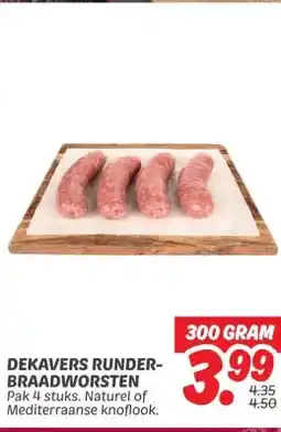 Dekamarkt DEKAVERS RUNDER- BRAADWORSTEN aanbieding