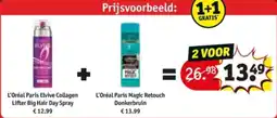 Kruidvat L'Oréal Paris Elvive Collagen Lifter Big Hair Day Spray+ L'Oréal Paris Magic Retouch Donkerbruin aanbieding