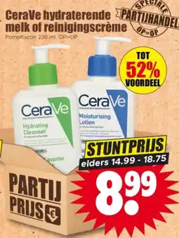 Dirk CeraVe hydraterende melk of reinigingscrème aanbieding