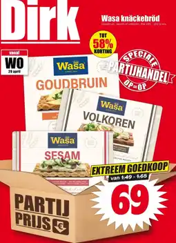 Dirk Wasa knäckebröd aanbieding