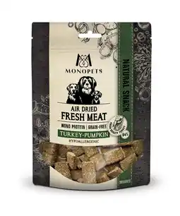 Pets Place Monopets Air Dried Fresh Meat - Verwensnacks - Kalkoen Pompoen 100 g aanbieding