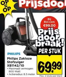 Vomar Voordeelmarkt Philips Zakloze Stofzuiger XB1142/10 aanbieding