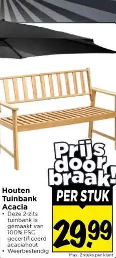 Vomar Voordeelmarkt Houten Tuinbank Acacia aanbieding