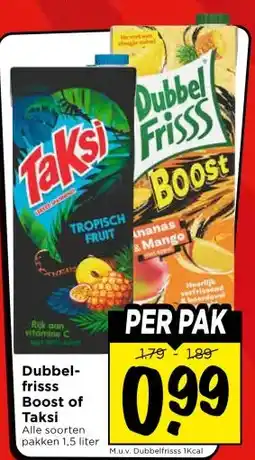 Vomar Voordeelmarkt Dubbel- frisss Boost of Taksi aanbieding