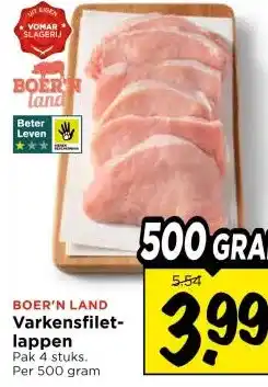 Vomar Voordeelmarkt BOER'N LAND Varkensfilet- lappen aanbieding