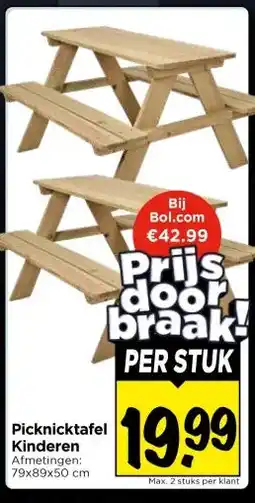Vomar Voordeelmarkt Picknicktafel Kinderen aanbieding
