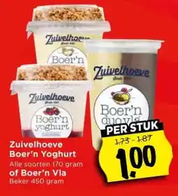 Vomar Voordeelmarkt Zuivelhoeve Boer'n Yoghurt , of Boer'n Vla aanbieding