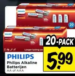 Vomar Voordeelmarkt Philips Alkaline Batterijen aanbieding