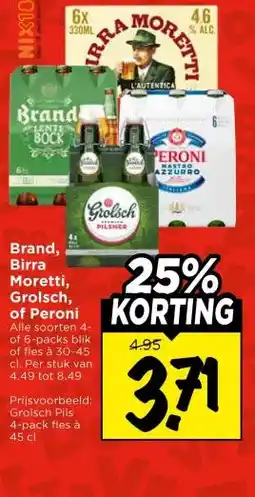 Vomar Voordeelmarkt Brand, Birra Moretti, Grolsch, of Peroni aanbieding