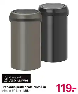 Karwei Brabantia prullenbak Touch Bin aanbieding