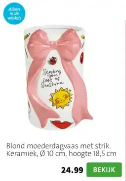 Intratuin Blond Moederdagvaas met Strik aanbieding