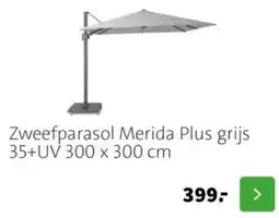 Intratuin Zweefparasol Merida Plus grijs 35+UV aanbieding