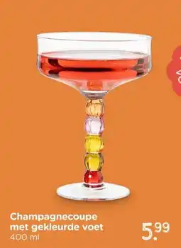 Xenos Champagnecoupe met gekleurde voet aanbieding