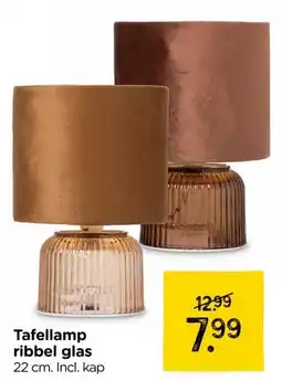 Xenos Tafellamp ribbel glas aanbieding