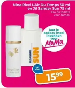 Trekpleister Nina Ricci L'Air Du Temps 30 ml en Jil Sander Sun 75 ml aanbieding