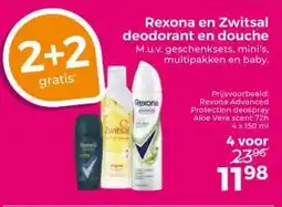 Trekpleister Rexona en Zwitsal deodorant en douche M.u.v. geschenksets, mini's, multipakken en baby. aanbieding