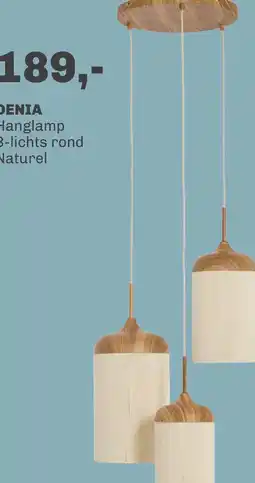 Trendhopper Hanglamp Denia 3-lichts rond naturel aanbieding