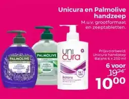 Trekpleister Unicura en Palmolive handzeep aanbieding