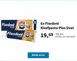 Plein.nl 6x Fixodent Kleefpasta Plus Dual aanbieding